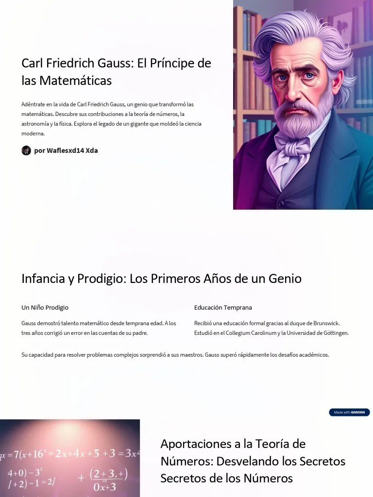 Carl Friedrich Gauss El Principe De Las Matematicas | PDF | Matemáticas