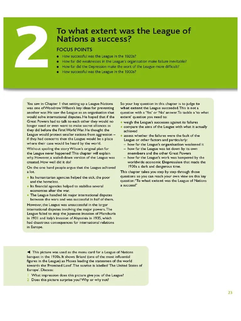 Cambridge IGCSE Modern World History - The League Of Nations-1 | PDF