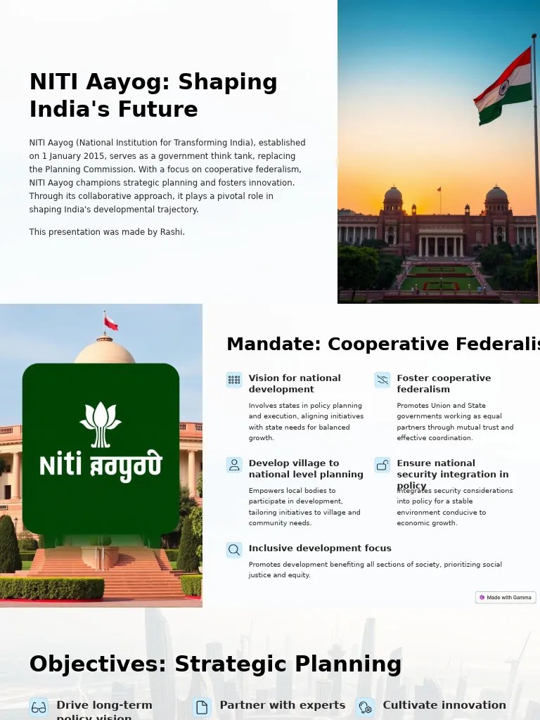 NITI Aayog Shaping Indias Future | PDF | Governance | Innovation