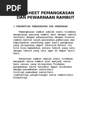 A pertanian, kehutanan dan perikanan 3. Job Sheet Pemangkasan Dan Pewarnaan Rambut