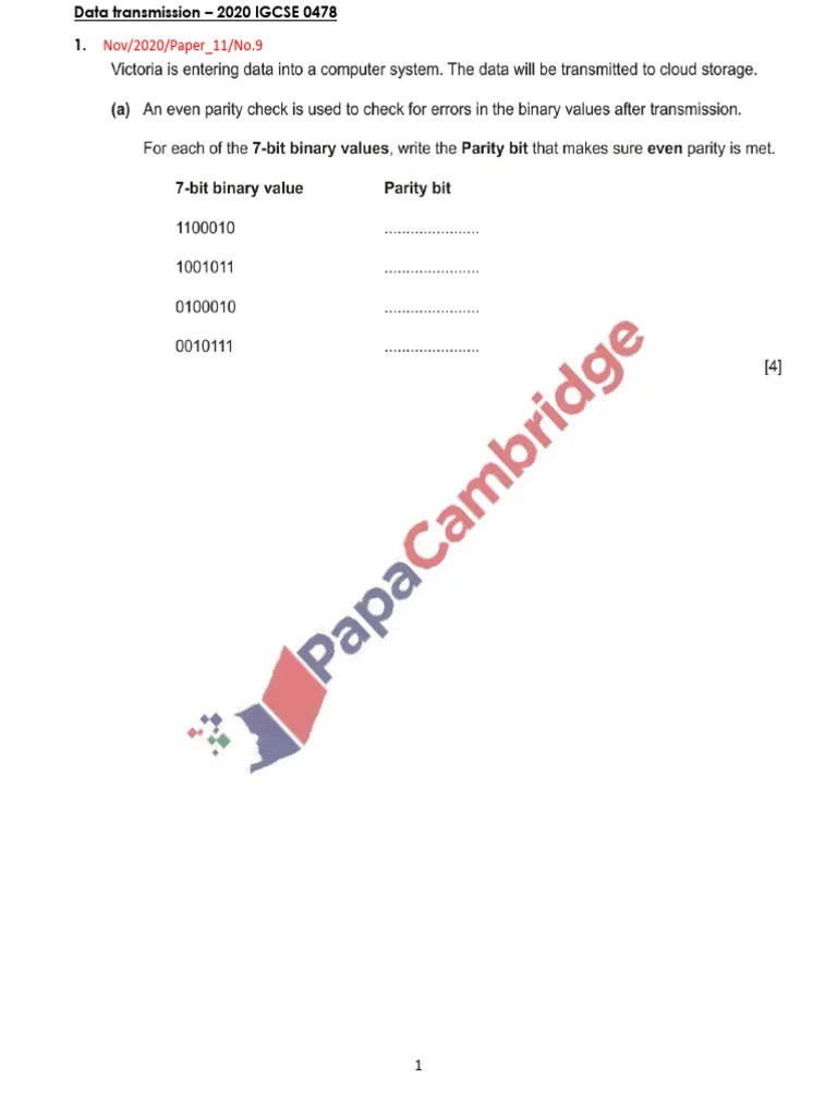 2020 Data Transmission IGCSE 0478 | PDF