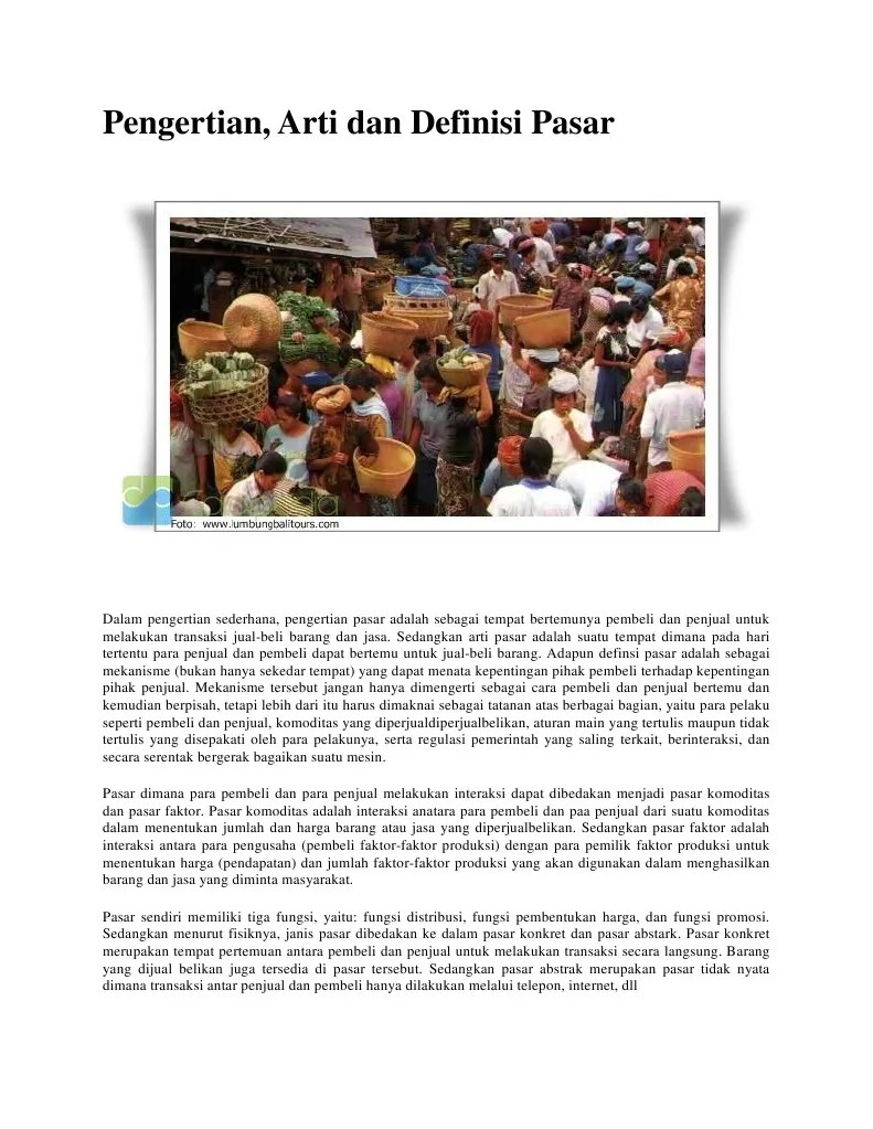 Pengertian Pasar | PDF