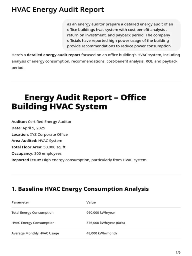 HVAC Energy Audit Report | PDF | Energy Conservation | Sustainable Technologies
