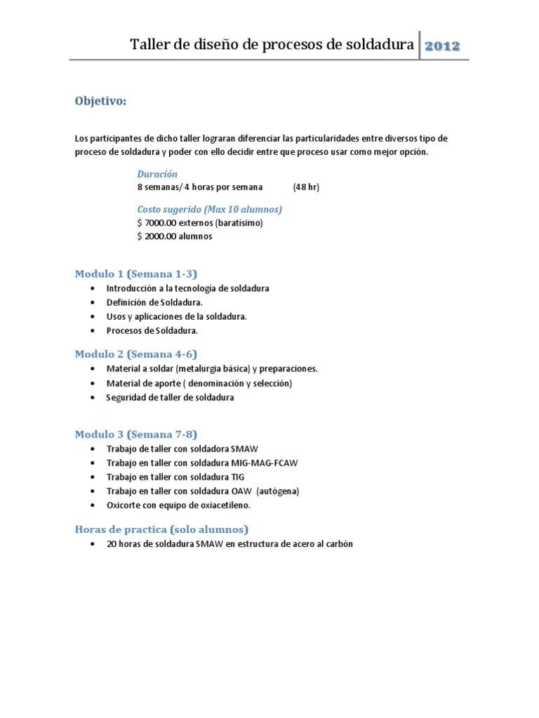 Taller Soldadura | PDF | Soldadura | Construcción