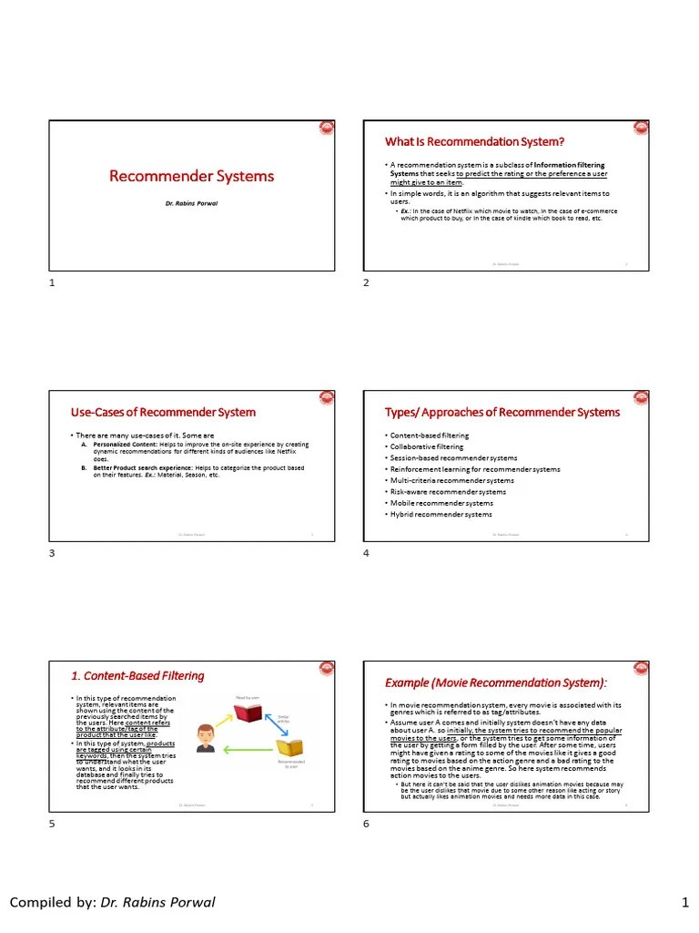 Unit III - 3.1 - Recommender Systems At CSJMU - 6 Slides Handouts | PDF ...