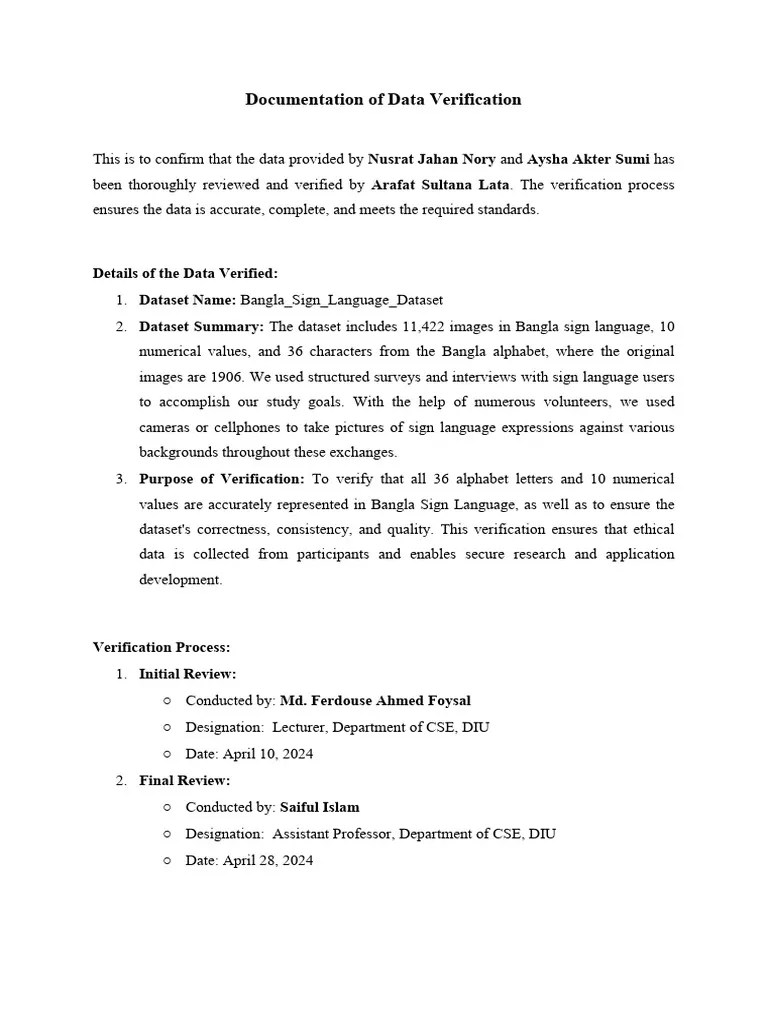 Data Verification For Bangla Sign Language Pdf