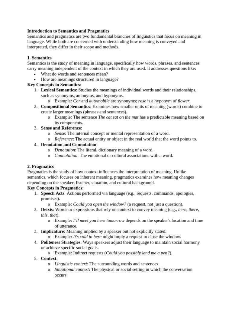 Introduction To Semantics And Pragmatics | PDF | Semantics | Semiotics