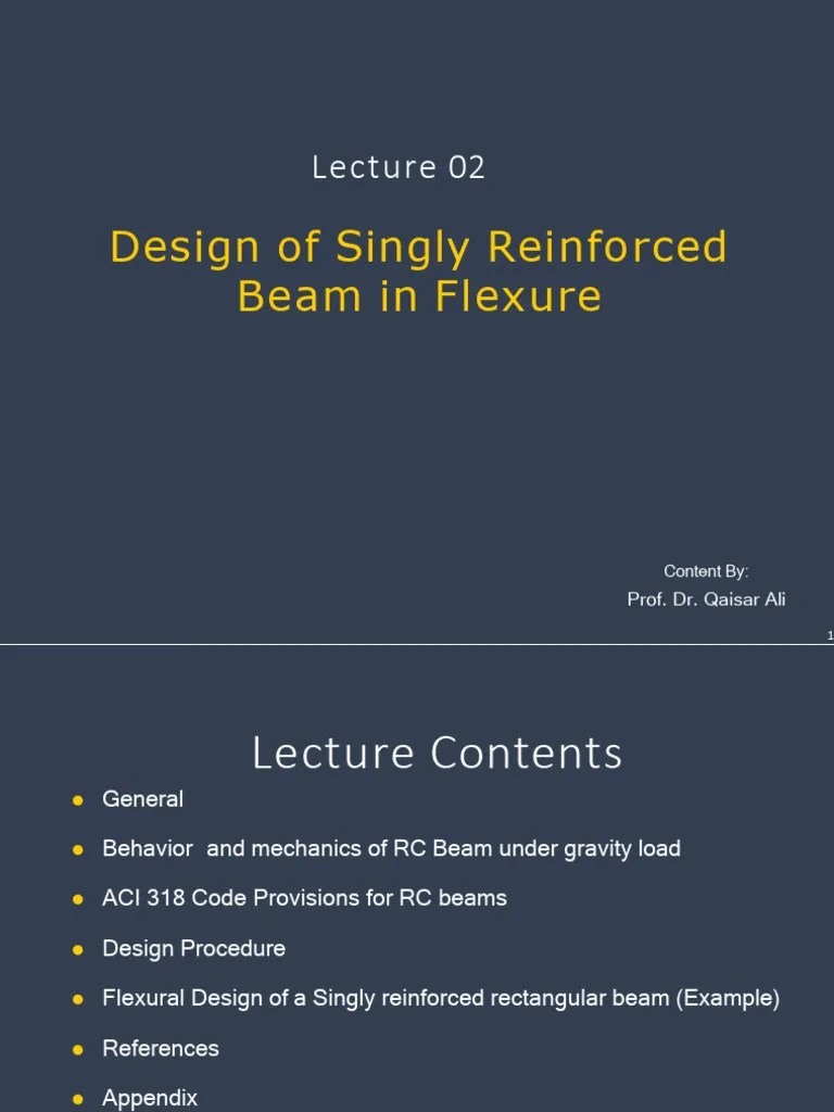 Lecture 02 Design Of Singly Reinforced Beam In Flexure Done | PDF ...