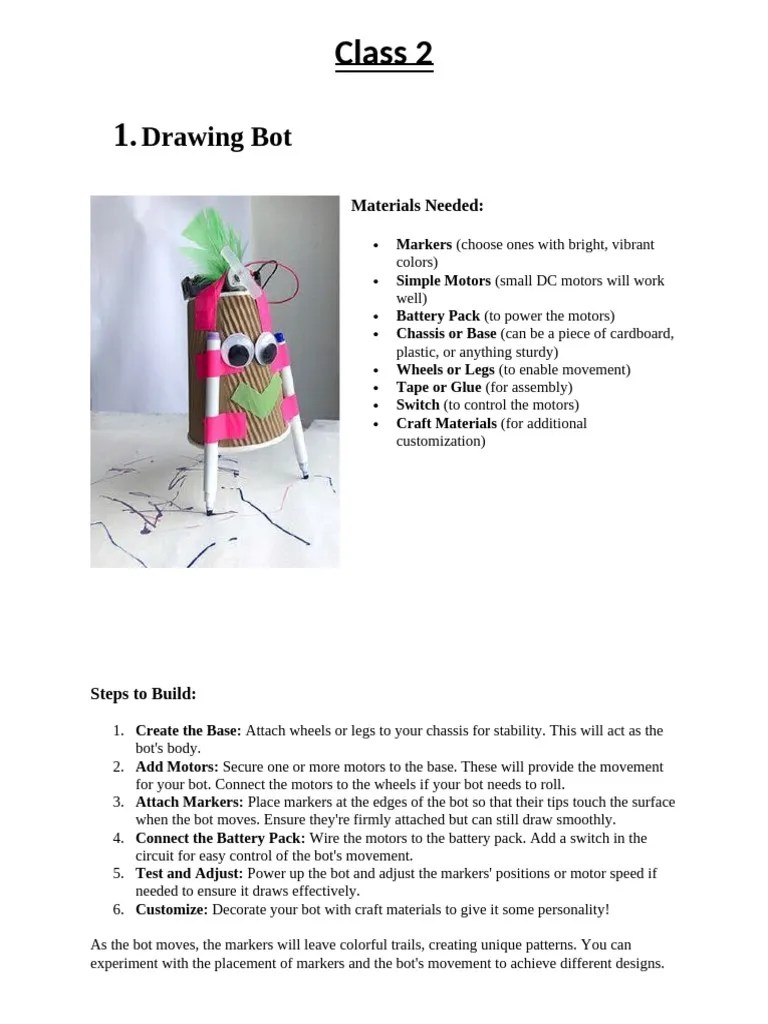 Robotics Project Class 2 Pdf Manufactured Goods Electrical
