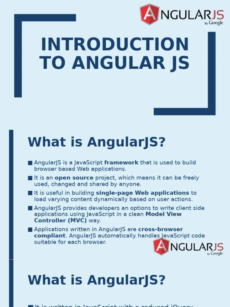 Introduction To Angular Js | PDF | Angular Js | Model–View–Controller