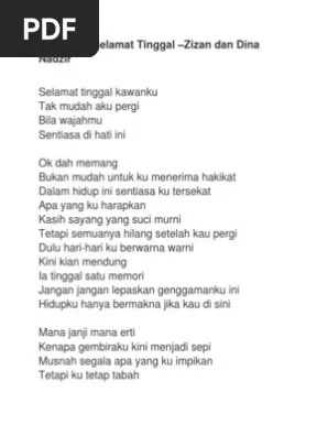 Aku langsung menghidupkan mesin perahu. Lirik Lagu Selamat Tinggal Pdf
