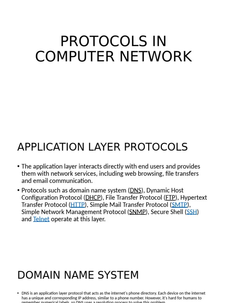 Protocols In Computer Network | PDF | Routing | Domain Name System
