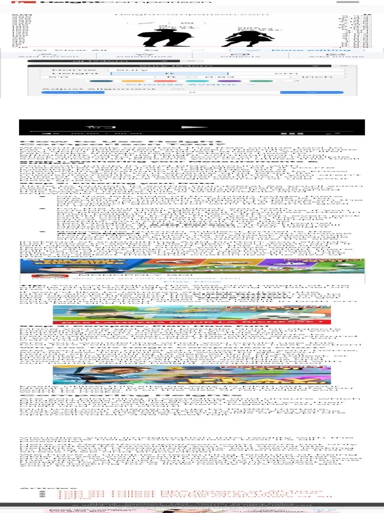 Height Comparison Comparing Heights Visually With Chart Pdf