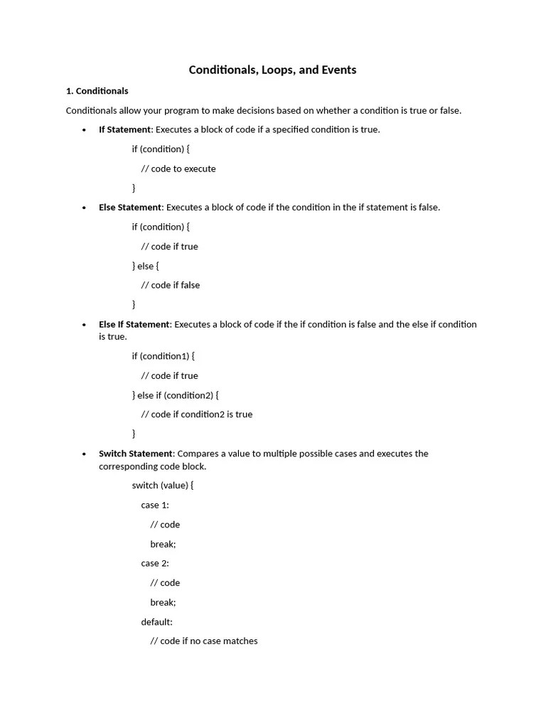 Day - 6 Conditionals, Loops, Events | PDF | Button (Computing ...