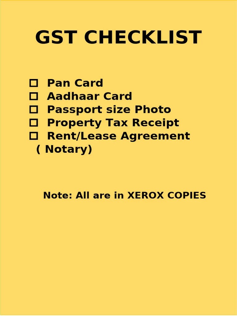 Gst Checklist Pdf