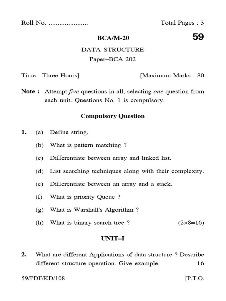 Bca Part 2 Data Structure 59 2020 Pdf Queue Abstract Data Type