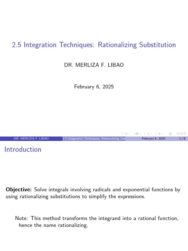 Rationalizing Substitution | PDF | Square Root | Integral