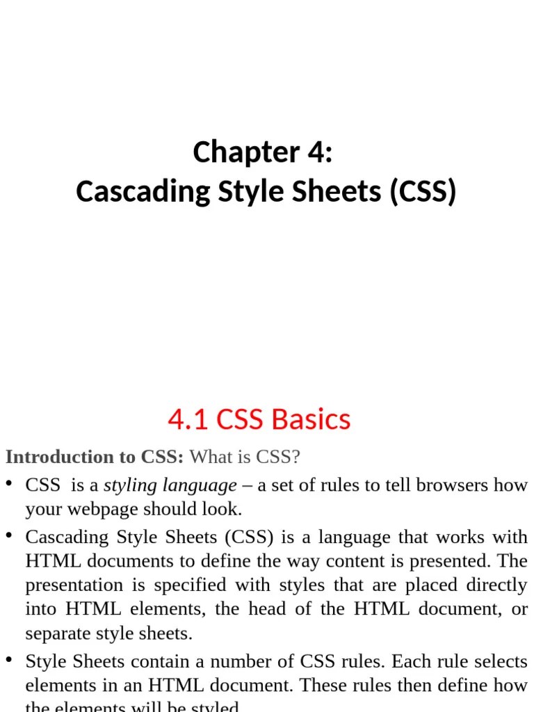 Chapter-4-Cascading Style Sheets | PDF | Html | Html Element