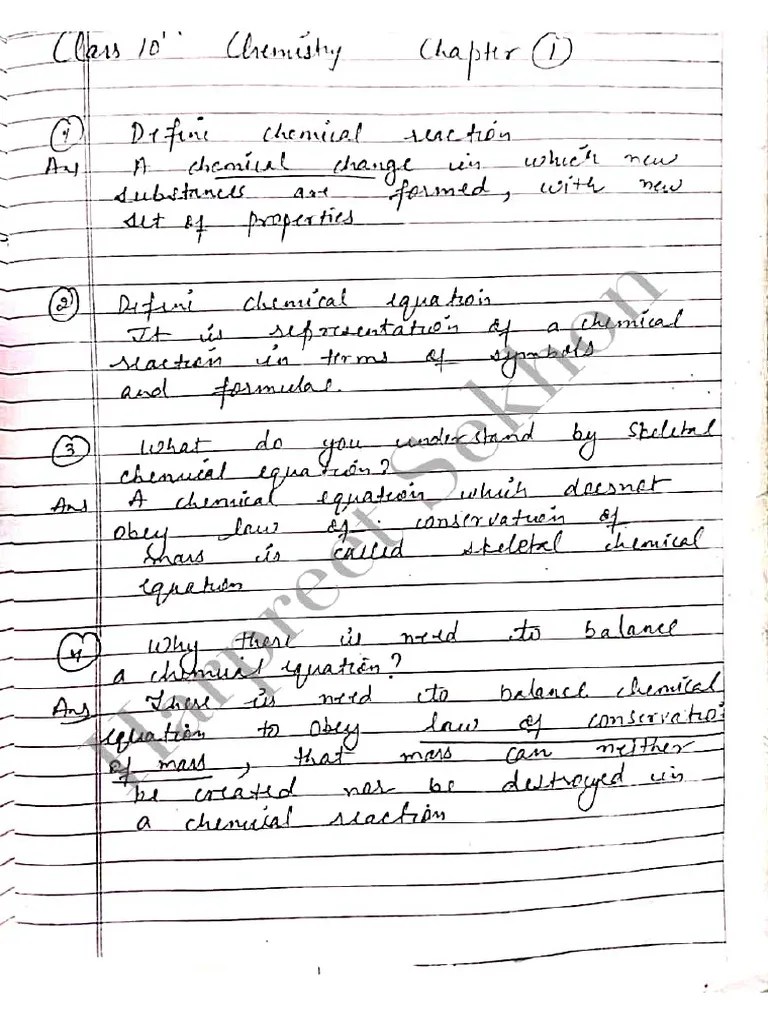 Class 10th Ch 1 Chem Pdf