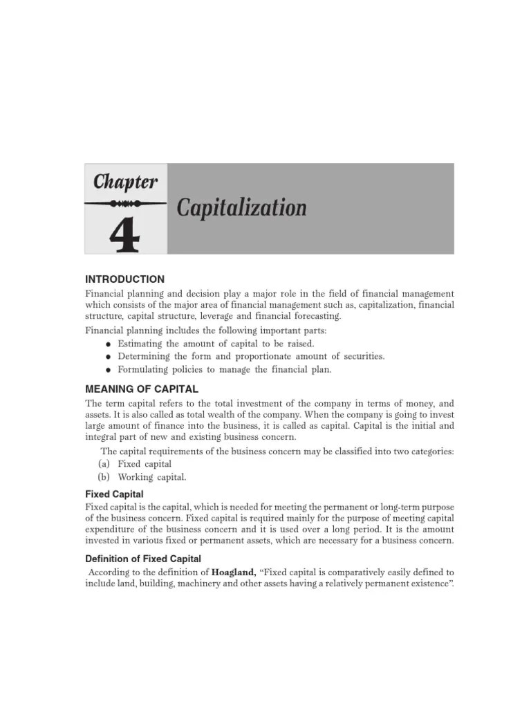 Understanding Capital And Capitalization Pdf Capital Economics