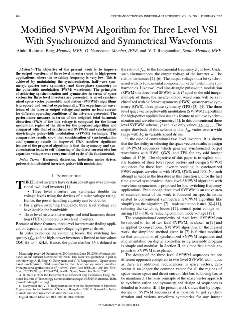04 Modified SVPWM Algorithm For Three Level VSI With Synchronized And Symmetrical Waveforms ...