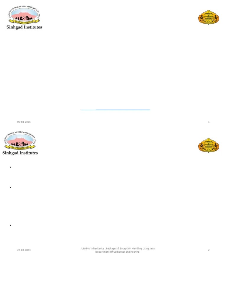 Unit-4 Inheritance , Packages And Exception Handling Using Java | PDF ...