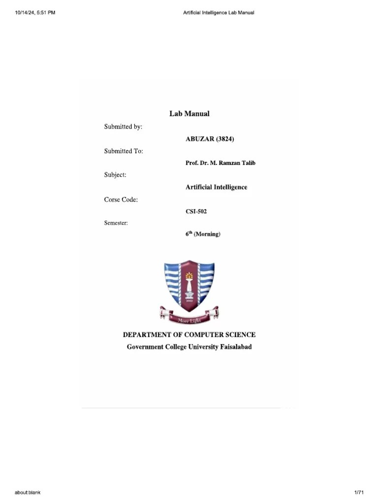 AI Lab Manual | PDF