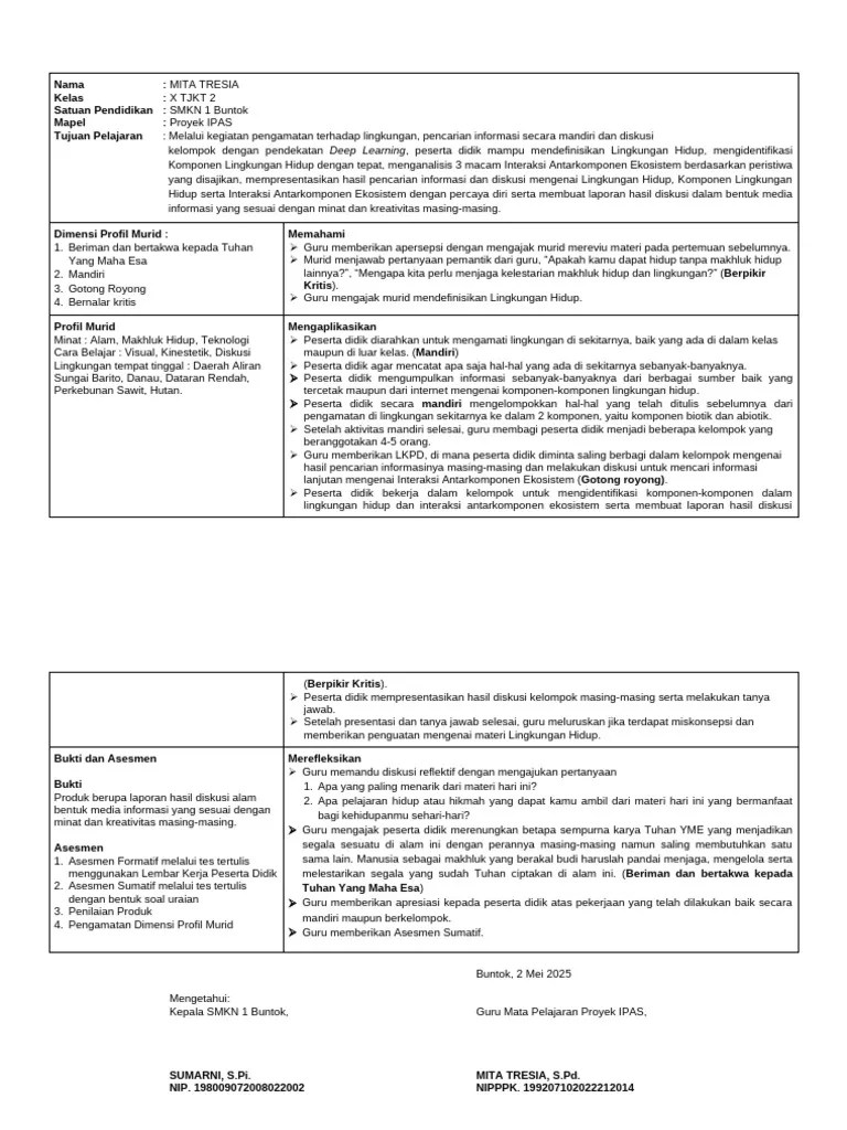 Modul Ajar Proyek Ipas Deep Learning | PDF