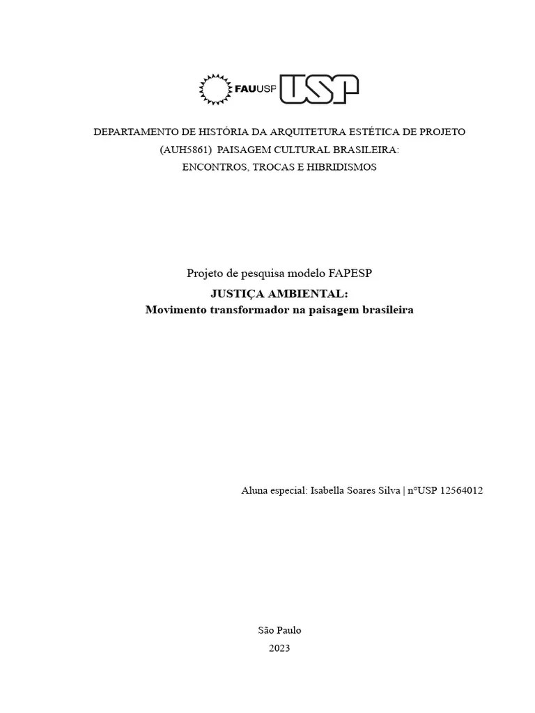 IsabellaSoareAUH5861 PAISAGEM CULTURAL BRASILEIRA: ENCONTROS, TROCAS E ...