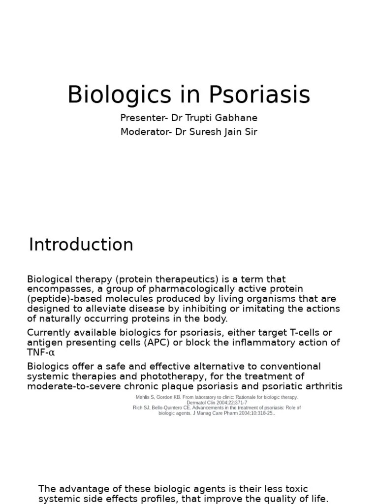 Biologics In Psoriasis - DR Trupti | PDF | Psoriasis | Immunology
