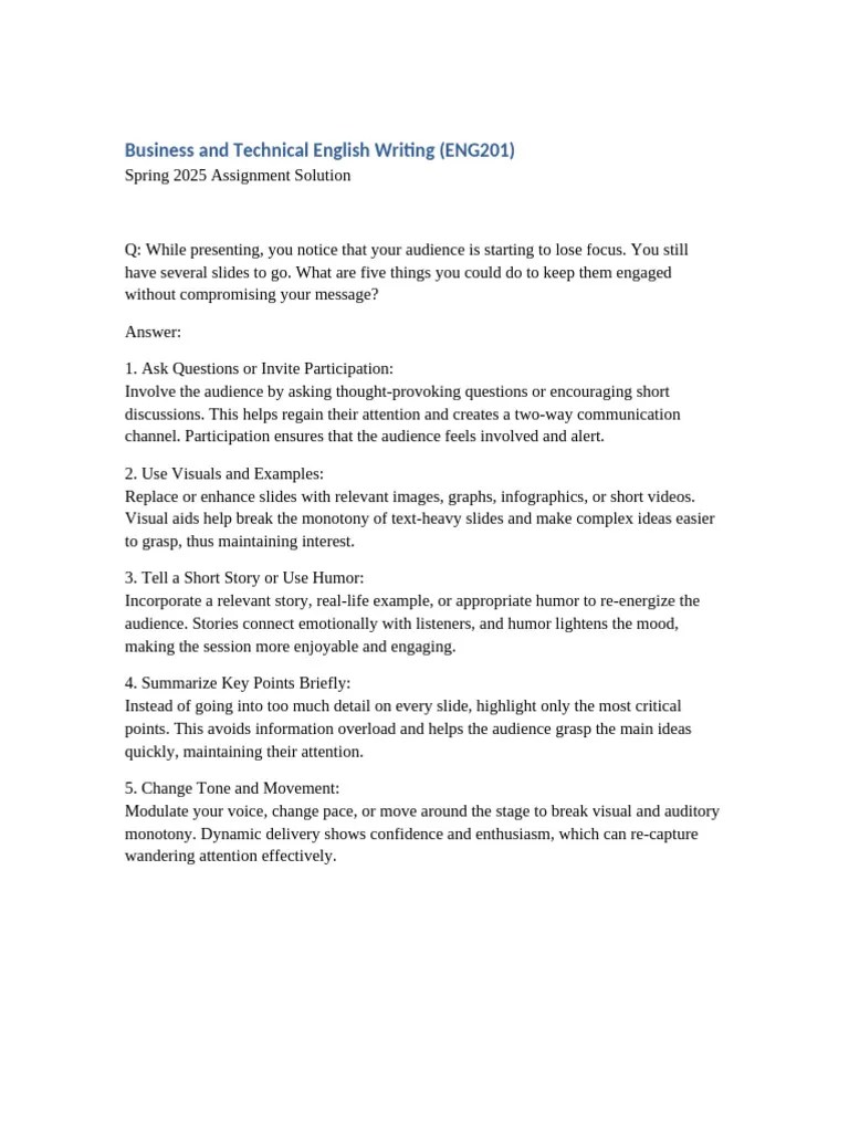 ENG201 Spring2025 Assignment Solution | PDF