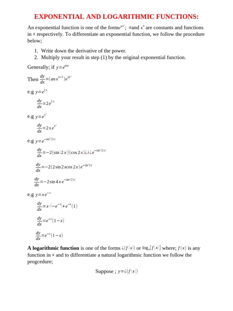 2. Exponential And Logarithmic Functions | PDF | Exponential Function ...