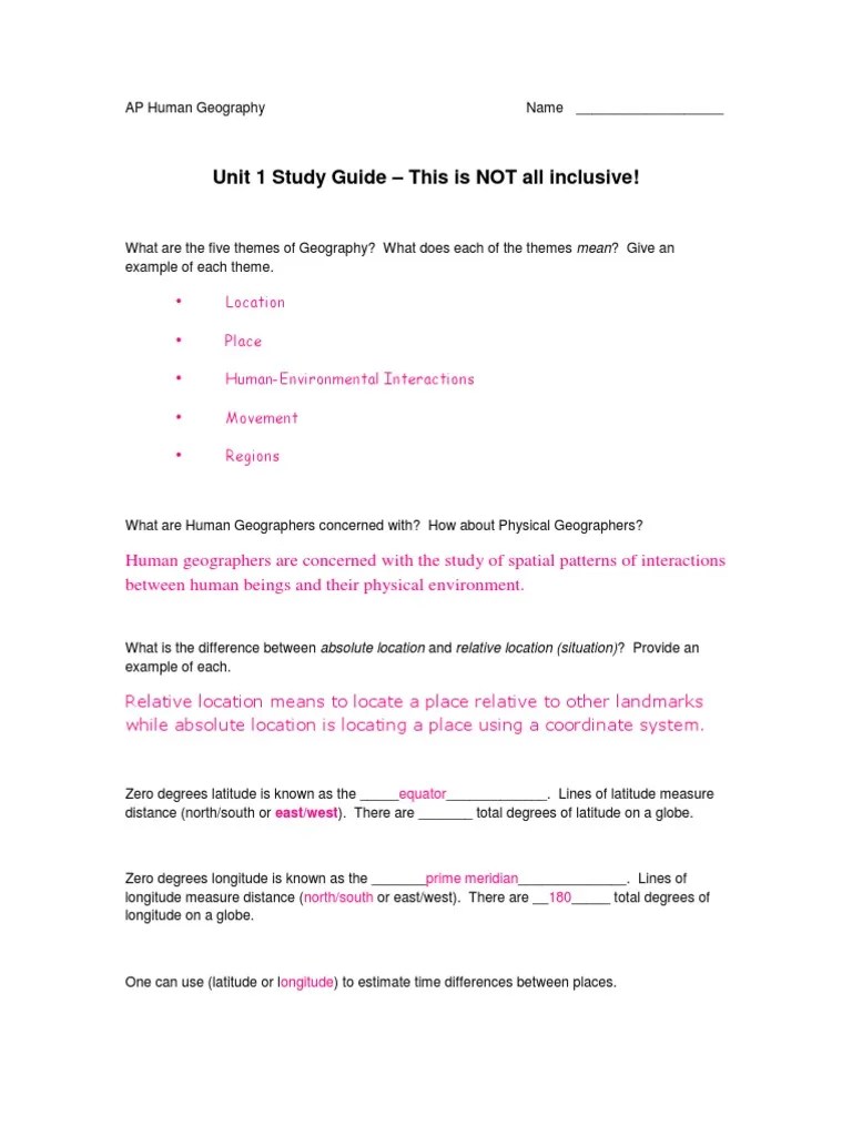 Unit 1 Study Guide | PDF | Map | Geography