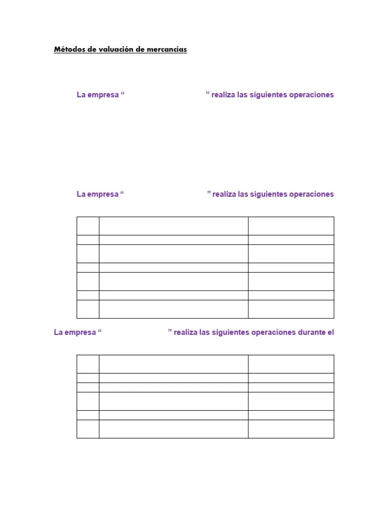 Ejercicios Métodos De Valuación De Inventarios | PDF