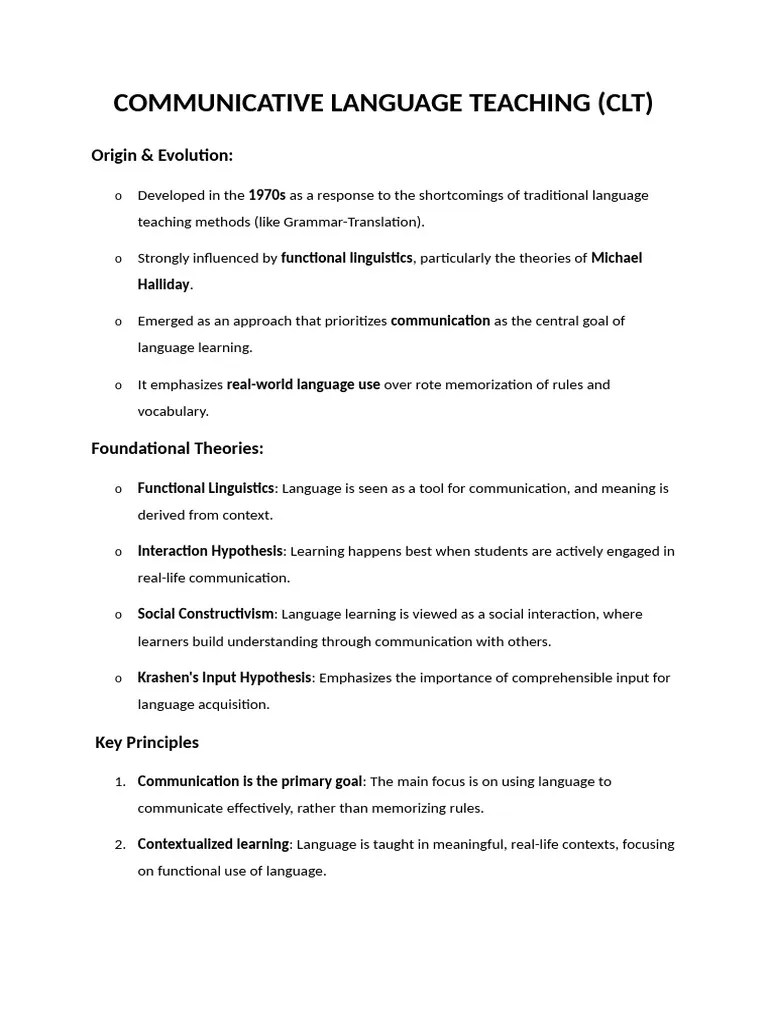 Communicative Language Teaching | PDF | Learning | Education Theory