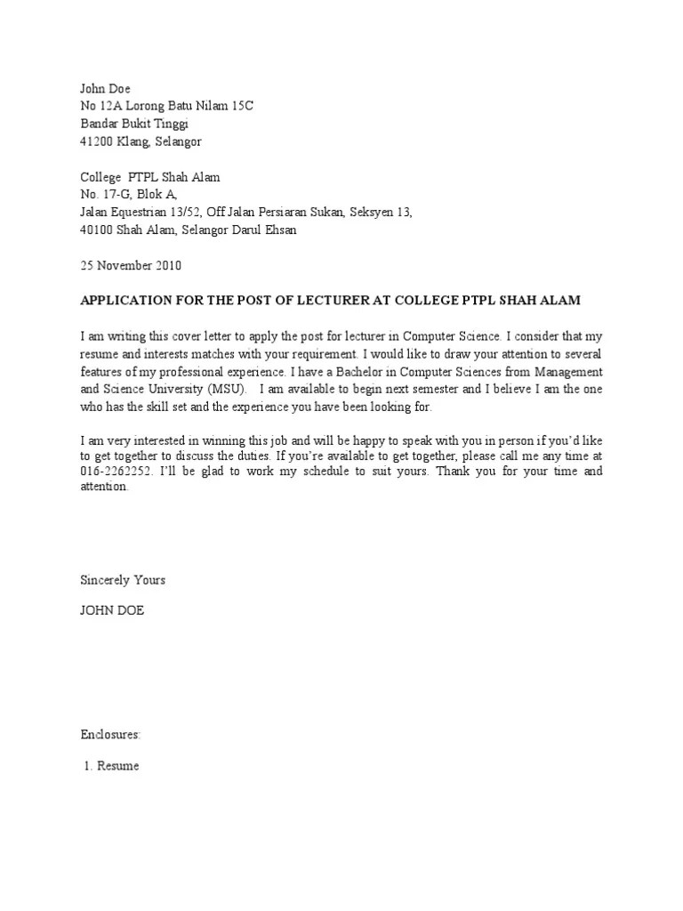 Bila ingin mohon kerja pastinya anda perlu contoh cover letter, bagi yang baru memohon kerja pastinya ramai yang tertanya apa itu cover letter. Dalam Bahasa Melayu Contoh Cover Letter Resume 100 Cover Letter Samples