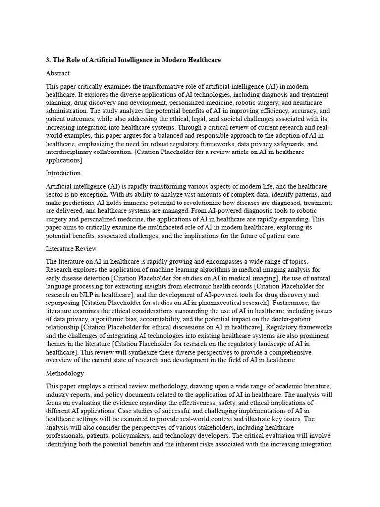 The Role Of Artificial Intelligence In Modern Healthcare | PDF | Artificial Intelligence ...