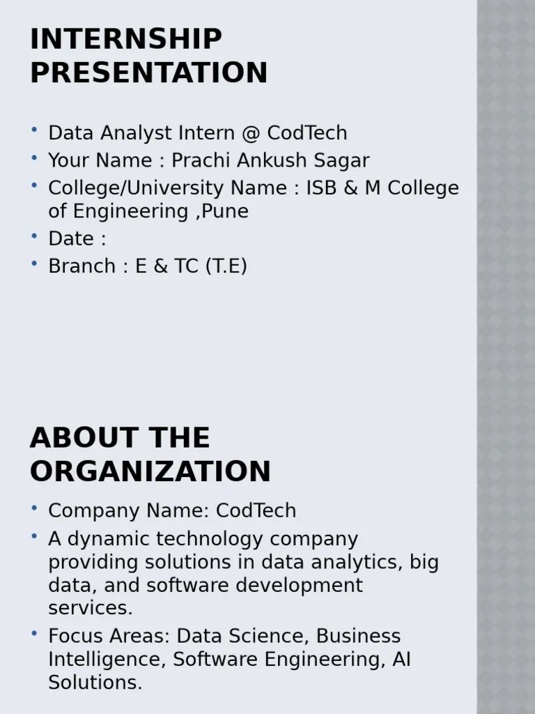 CodTech Internship Presentation | PDF | Data Analysis | Analytics