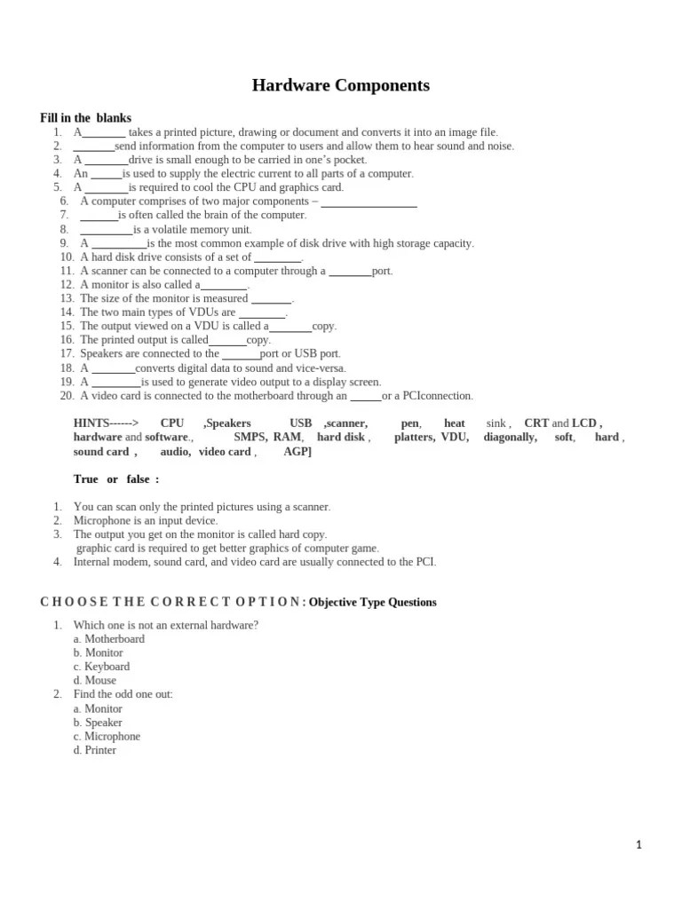 CLASS7 CHAPTER-Hardware | PDF | Computer Monitor | Computer Hardware
