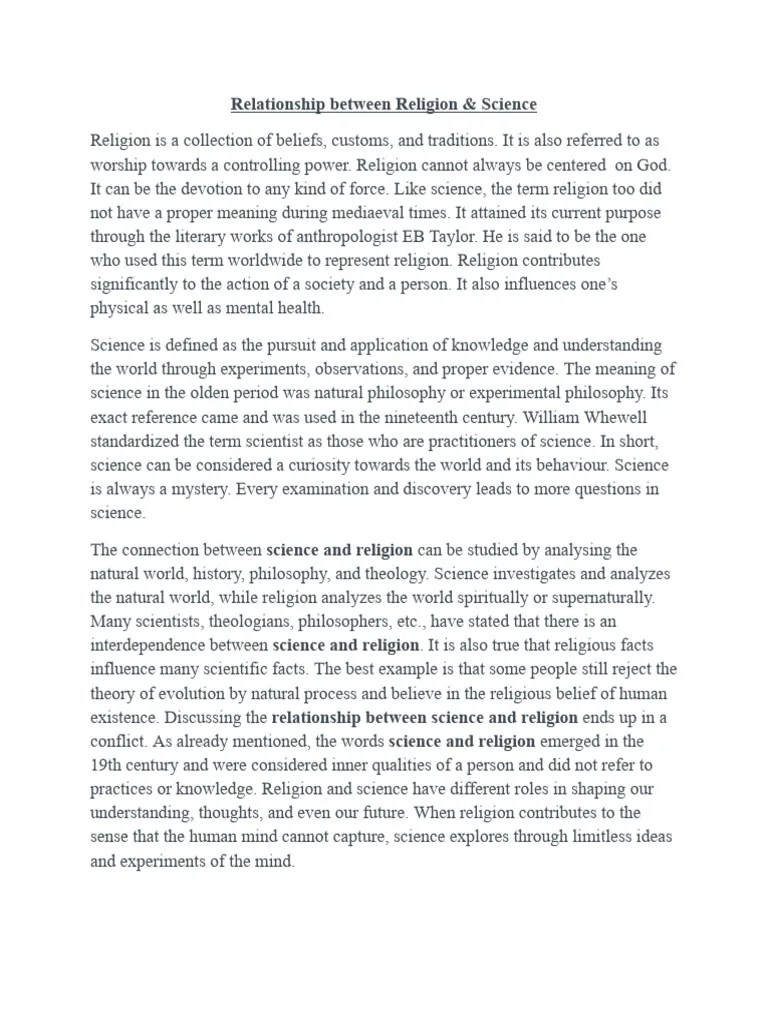 Relationship Between Religion - Science | PDF | Science | Relationship Between Religion And Science