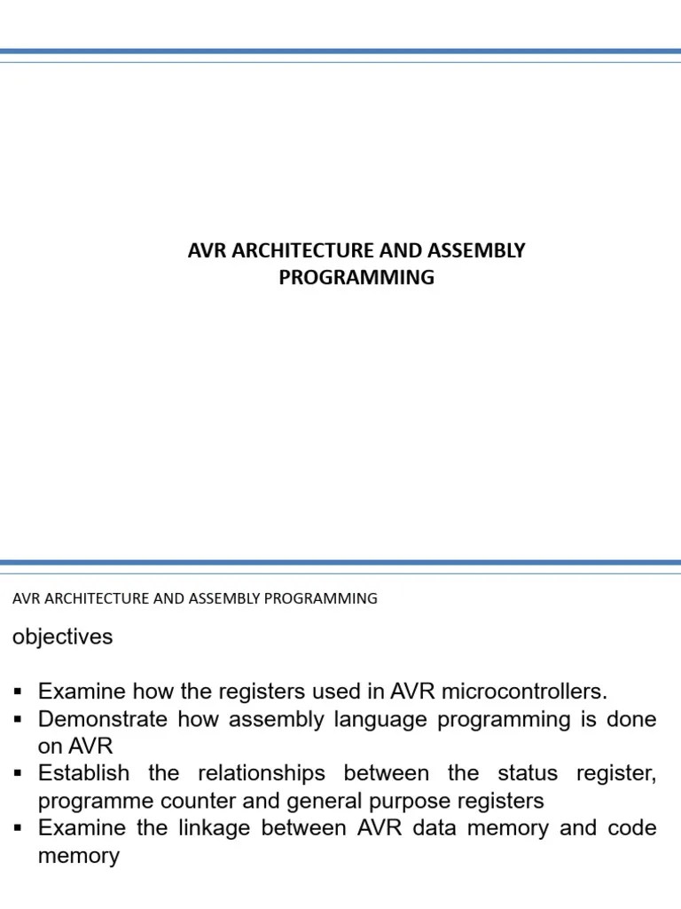 AVR Architecture And Assembly Language | PDF | Microcontroller ...