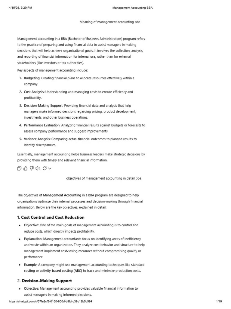 Management Accounting BBA Unit 1 | PDF | Financial Accounting | Management Accounting