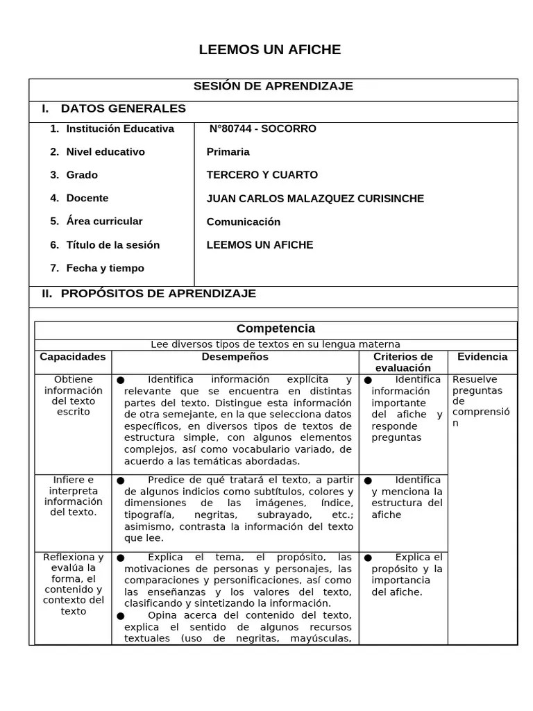 Leemos Un Afiche | PDF | Póster | Aprendizaje