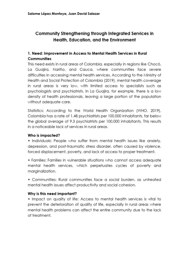 Community Strengthening Proposal Pdf Mental Health Waste Management