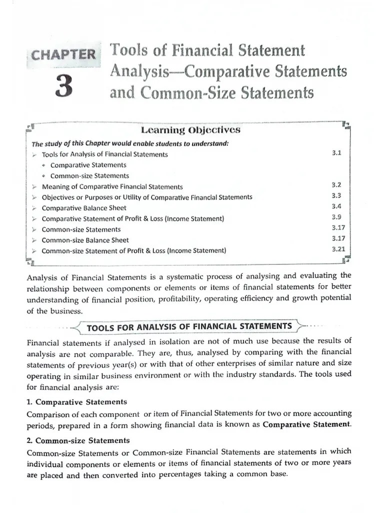 Accounts Chapter 3 Comparative Statements Class 12 | PDF