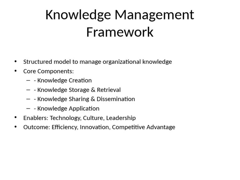Knowledge Management Framework 1 Pdf