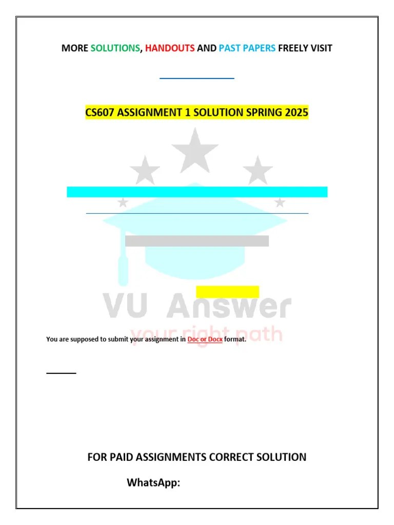 CS607 Assignment 1 Correct Solution Spring 2025 | PDF | Computer ...