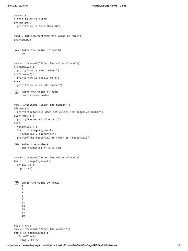 PythonLiveClass - Ipynb - Colab | PDF | Computer Programming | Mathematics