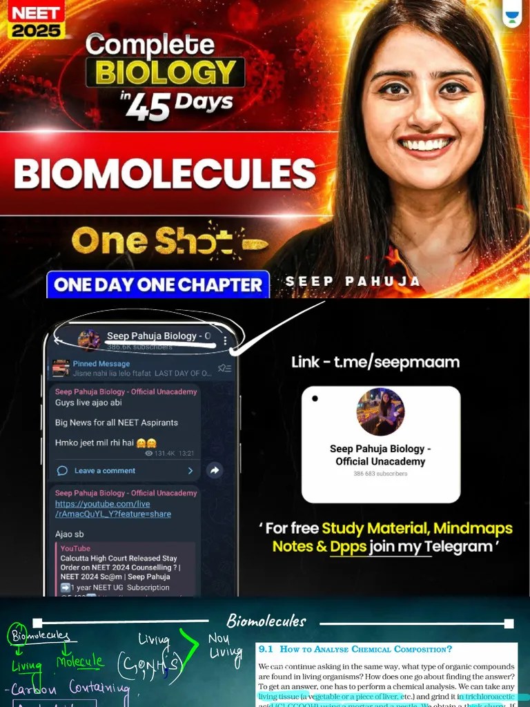 Biomolecules - One Shot With PYQs | PDF | Life Sciences | Molecular Biophysics