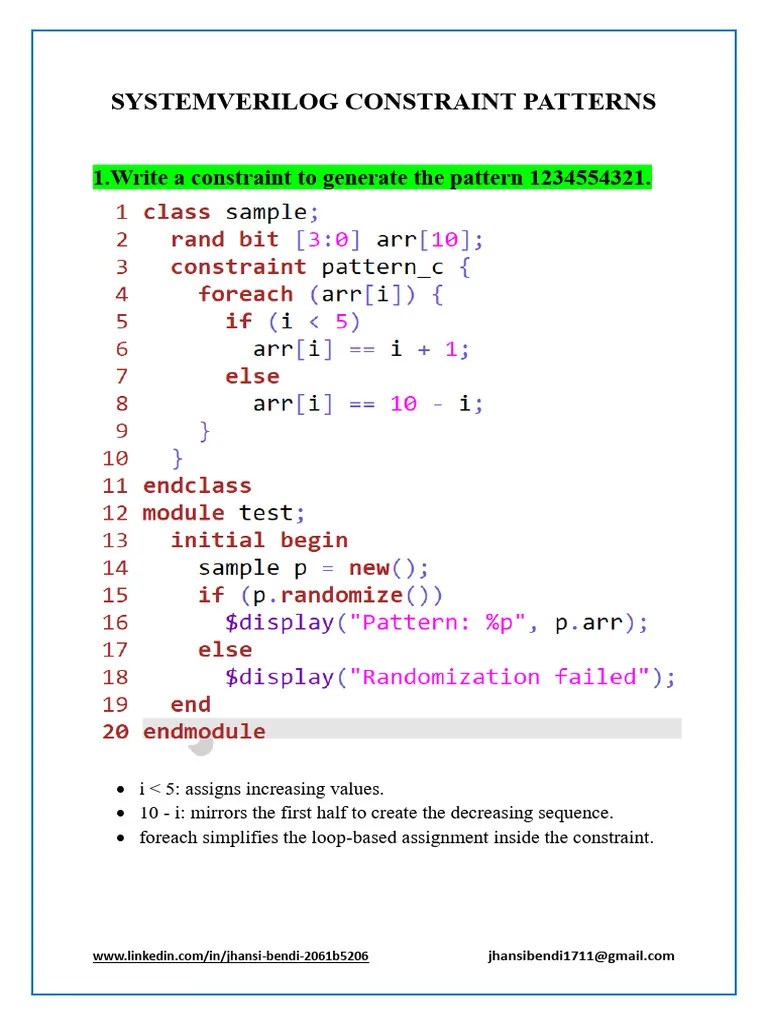 Systemverilog Constraint Patterns | PDF